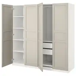 IKEA Pax / flisberget Garderobeskap, hvit/lys beige, 200x60x201 cm tilbud