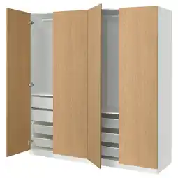 IKEA Pax / storklinta Garderobekombinasjon, hvit/eikemønstret, 200x66x201 cm tilbud