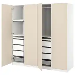 IKEA Pax / reinsvoll Garderobekombinasjon, hvit/gråbeige, 200x60x201 cm tilbud