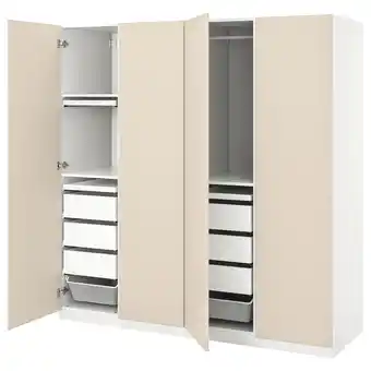 IKEA Pax / reinsvoll Garderobekombinasjon, hvit/gråbeige, 200x60x201 cm tilbud