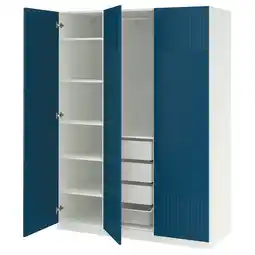IKEA Pax / fyrudden Garderobekombinasjon, hvit/blå, 150x60x201 cm tilbud