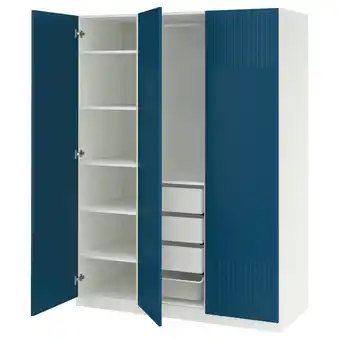 IKEA Pax / fyrudden Garderobekombinasjon, hvit/blå, 150x60x201 cm tilbud