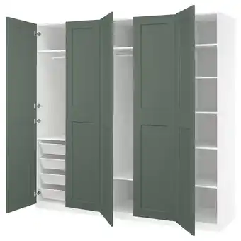 IKEA Pax / grimo Garderobekombinasjon, hvit/grågrønn, 250x60x236 cm tilbud