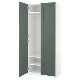 IKEA Pax / grimo Garderobekombinasjon, hvit/grågrønn, 100x60x236 cm tilbud