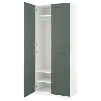 IKEA Pax / grimo Garderobekombinasjon, hvit/grågrønn, 100x60x236 cm tilbud