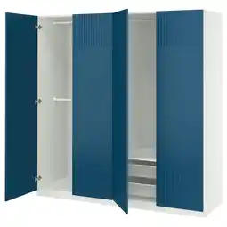 IKEA Pax / fyrudden Garderobekombinasjon, hvit/blå, 200x60x201 cm tilbud