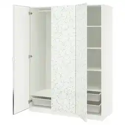 IKEA Pax / linnaberg/Åheim Garderobekombinasjon, hvit mønstret/speil, 150x58x201 cm tilbud