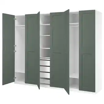 IKEA Pax / grimo Garderobekombinasjon, hvit/grågrønn, 300x60x236 cm tilbud