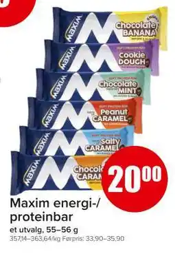 Spar Maxim energi-/proteinbar tilbud