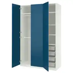 IKEA Pax / fyrudden Garderobekombinasjon, hvit/blå, 150x58x236 cm tilbud