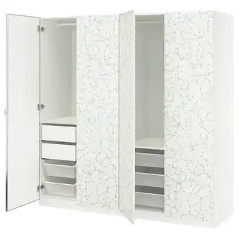 IKEA Pax / linnaberg/Åheim Garderobekombinasjon, hvit mønstret/speil, 200x66x201 cm tilbud
