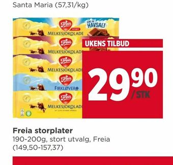Meny Freia storplater tilbud