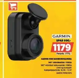 POWER GARMIN MINI DASHBORDKAMERA 140° vidvinkelfilm (1080p tilbud