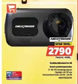POWER NEXTBASE Dashbordkamera for bill Smart parkeringsmodus tilbud