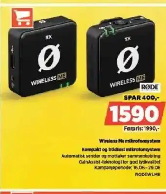 POWER RODE Wireless Me mikrofonsystem Kompakt og trådløst mikrofonsystem tilbud