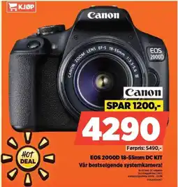 POWER Canon eos 2000d 18-55mm dc kit vår bestselgende systemkamera! tilbud