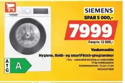 POWER SIEMENS Vaskemaskin Hyglene, flekk- og smartFinish-programmer tilbud