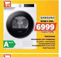 POWER SAMSUNG Tørketrommel Stor kapasitet med varmepumpe tilbud