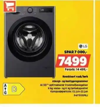 POWER LG Kombinert vask/tork Allergi- og hurtigprogrammer tilbud