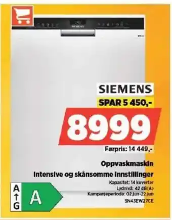 POWER SIEMENS Oppvaskmaskin tilbud