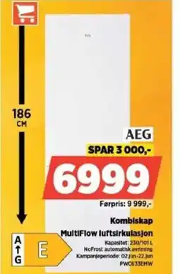 POWER AEG Kombiskap MultiFlow luftsirkulasjon tilbud