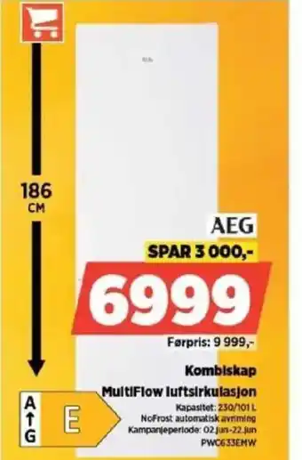 POWER AEG Kombiskap MultiFlow luftsirkulasjon tilbud