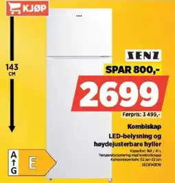 POWER ZENZ Kombiskap LED-belysning og høydejusterbare hyller tilbud