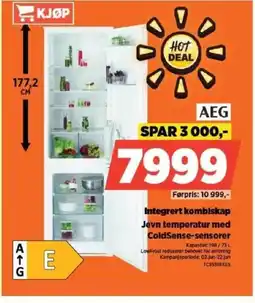 POWER AEG Integrert kombiskap Jevn temperatur med ColdSense-sensorer tilbud