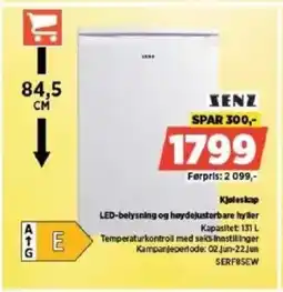 POWER Zenz JKjoleskap LED-belysning og høydejusterbare hyller tilbud