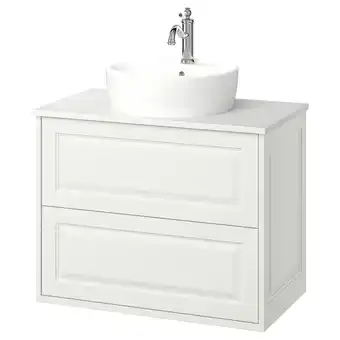IKEA TÄnnforsen / tÖrnviken Servantskap m skuffer/servant/kran, hvit/hvit marmormønstret, 82x49x79 cm tilbud