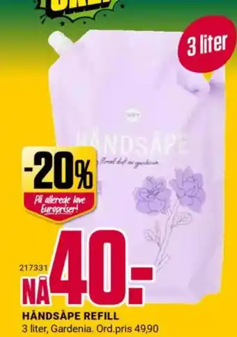 Europris Håndsåpe refill tilbud
