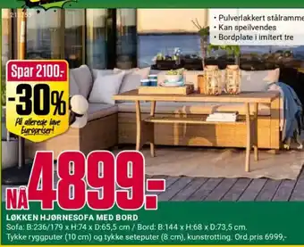 Europris Løkken hjørnesofa med bord tilbud