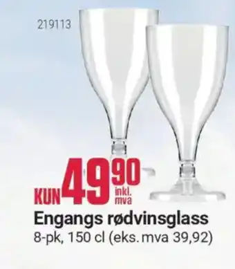 Europris Engangs rødvinsglass tilbud