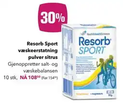 Apotek 1 Resorb Sport væskeerstatning pulver sitrus tilbud