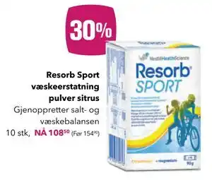 Apotek 1 Resorb Sport væskeerstatning pulver sitrus tilbud