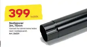 Byggmax Nedløpsrør 3m, 75mm tilbud
