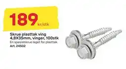 Byggmax Skrue plasttak ving 4,8X35mm, vinger, 100stk tilbud