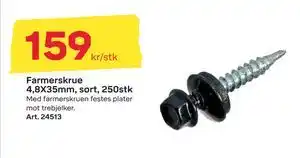 Byggmax Farmerskrue 4,8X35mm, sort, 250stk tilbud