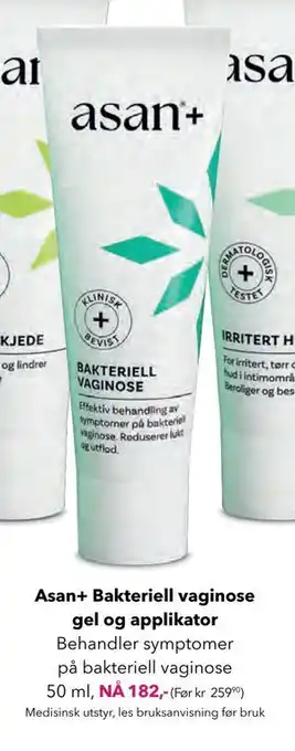 Apotek 1 Asan+ Bakteriell vaginose gel og applikator tilbud