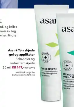 Apotek 1 Asan+ Tørr skjede gel og applikator tilbud