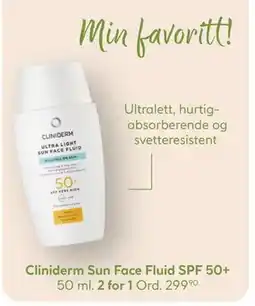 Vitusapotek Cliniderm Sun Face Fluid SPF 50+ tilbud
