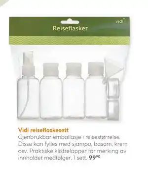 Vitusapotek Vidi reiseflaskesett tilbud