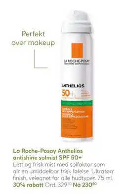 Vitusapotek La Roche-Posay Anthelios antishine solmist SPF 50+ tilbud