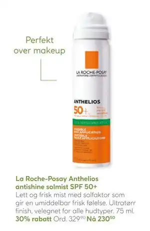 Vitusapotek La Roche-Posay Anthelios antishine solmist SPF 50+ tilbud