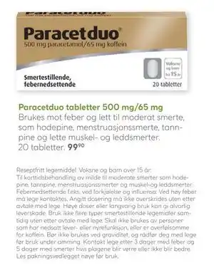 Vitusapotek Paracetduo tabletter 500 mg/65 mg tilbud