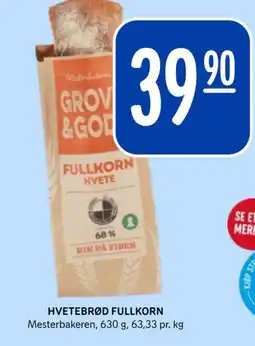 Rema 1000 MESTERBAKEREN Hvetebrød fullkorn tilbud