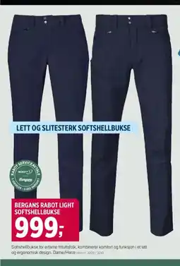 Sport 1 BERGANS RABOT LIGHT SOFTSHELLBUKSE tilbud