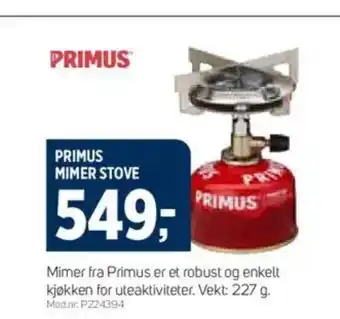 Sport 1 PRIMUS MIMER STOVE tilbud