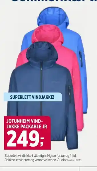 Sport 1 JOTUNHEIM VIND- JAKKE PACKABLE JR tilbud