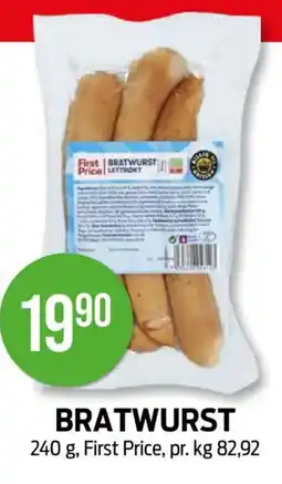 Kiwi FIRST PRICE Bratwurst tilbud